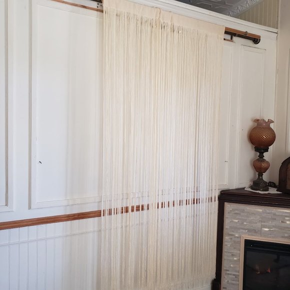 Curtain Panel All Fringe Rod Pocket 42W x 72L Panel All Fringe Ivory - Picture 4 of 8